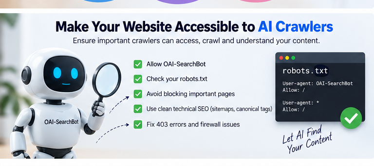 Robots.txt settings for AI crawlers and search engine accessibility