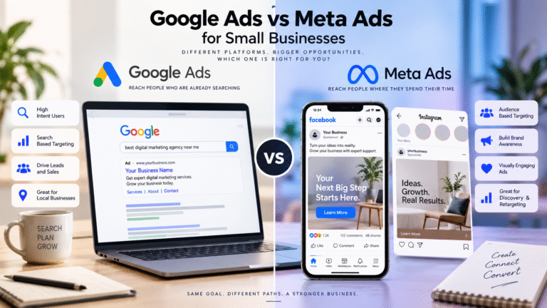 Google Ads vs Meta Ads comparison for small business advertising in 2026
