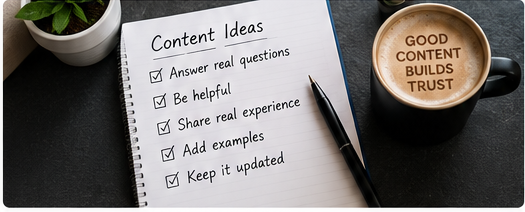 Content planning ideas for creating helpful AI search optimized articles