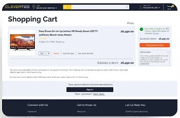 CleverTEQ shopping cart page design with order summary and proceed to buy