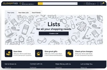 CleverTEQ shopping lists page design: Lists for all your shopping needs