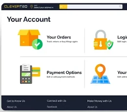 CleverTEQ your account page design with orders, login and payment options