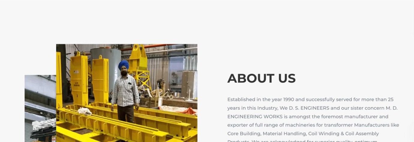 D.S. Engineers website About Us section developed by Mavens Strategies